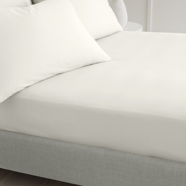 Kreem perkal-puuvillane voodilina 90x190 cm Cotton Percale - Bianca-image-1