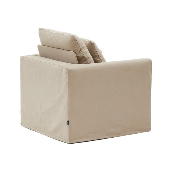 Beež linane tugitool Nora - Kave Home-image-4