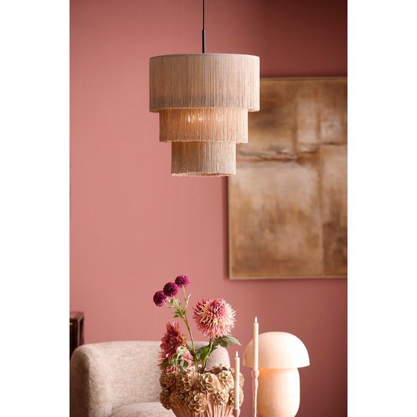 Hallikaspruun ripplamp tekstiilvarjuga ø 10 cm Malaika - Light & Living-image-1