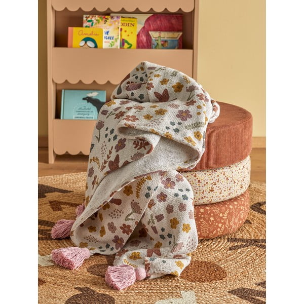 Valge-roosa laste tekk 130x160 cm Kristine - Bloomingville Mini-image-1