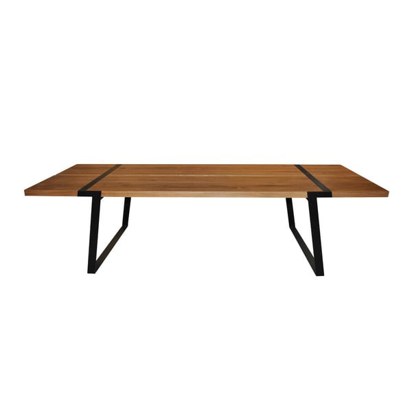 Tmavý dřevěný jídelní stůl s černým podnožím Canett Gigant, 290 cm