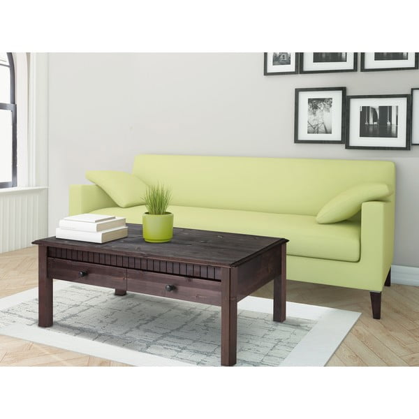 Tumepruunist männi täispuidust kohvilaud 2 sahtliga Linda - Støraa-image-1