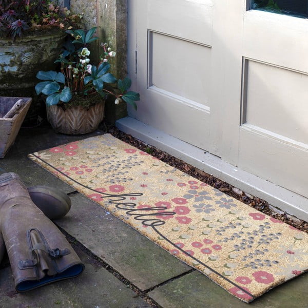 Kookoskiududest uksematt 40x120 cm Hello Scribbly Floral - Artsy Doormats-image-1