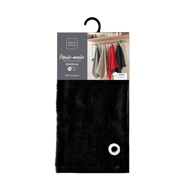 Must frotee-puuvillane rätik 50x50 cm Cuistot - douceur d'intérieur-image-3