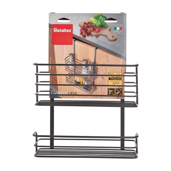 Mustast metallist rippuv köögiriiul Lava Double Galileo - Metaltex-image-3