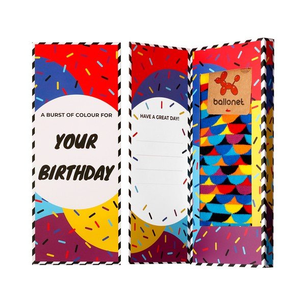 Ponožky v dárkovém balení Ballonet Socks Happy Birthday Socks Card with Sunset, velikost 41 - 46-image-1