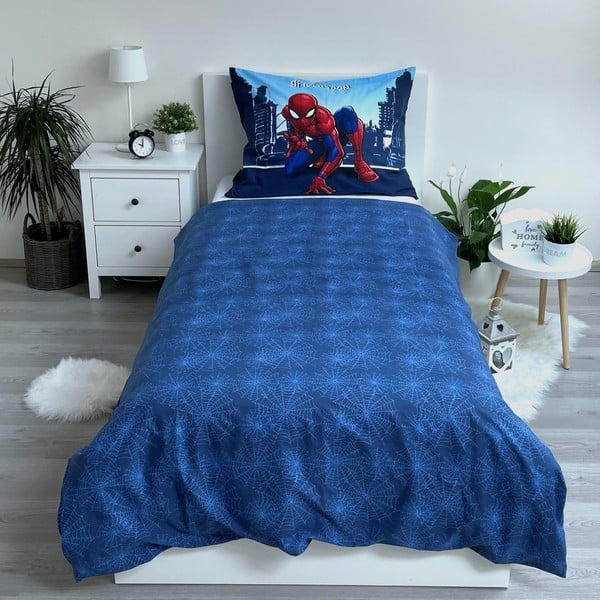 Sinine puuvillane laste voodipesu 140x200 cm Spider-man "Blue" - Jerry Fabrics-image-2
