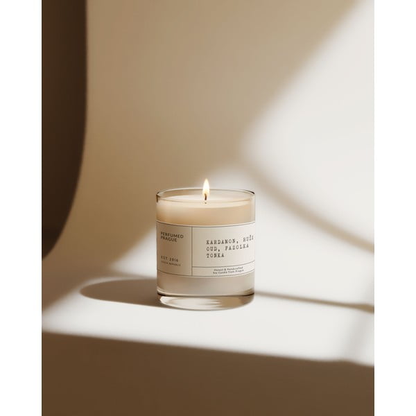Lõhnastatud sojavahaküünal, põlemisaeg 40 h, #83 Kardemon, Roos, Oud, Tonka – Perfumed Prague-image-2