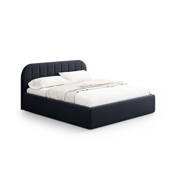 Tumesinine polsterdatud kaheinimesevoodi, koos panipaiga ja restiga 180x200 cm Juno – Windsor & Co Sofas