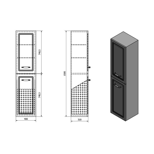 Valge vannitoakapp 40x150 cm Favolo - Sapho-image-4