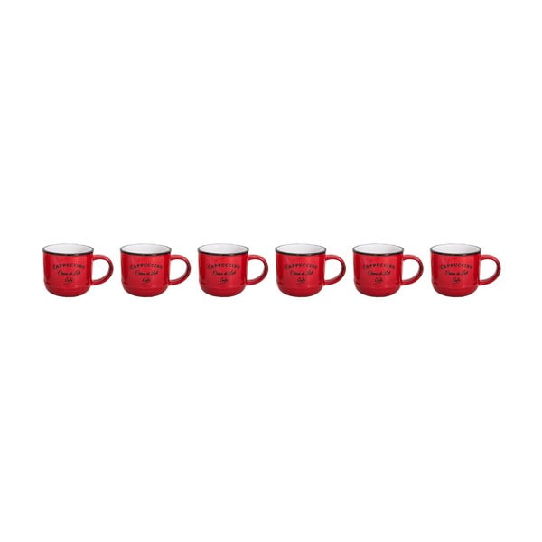 Sada 6 červených keramických hrnků Antic Line Cappuccino