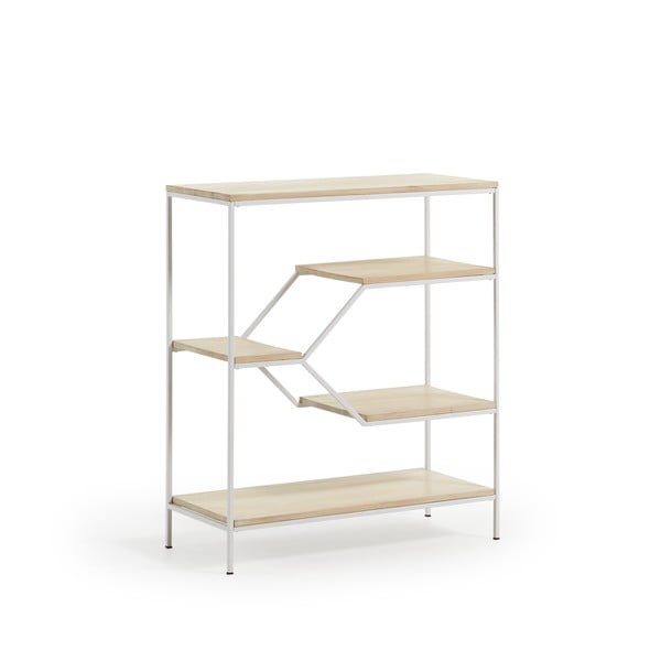 Väike valge raamaturiiul mangopuidust riiulitega Pyke - Kave Home-image-1