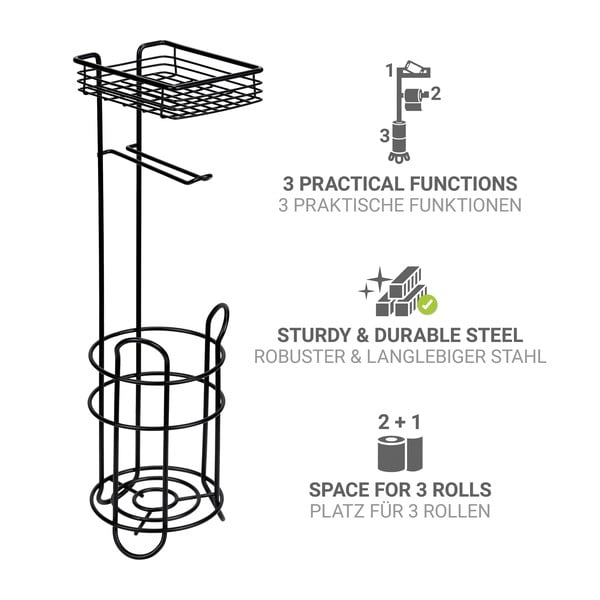 Mustast terasest tualettpaberi hoidik - Wenko-image-2