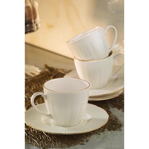 Komplekt 6 portselanist kohvitassi koos taldrikuga Kutahya Café, 200 ml - Kütahya Porselen-image-1