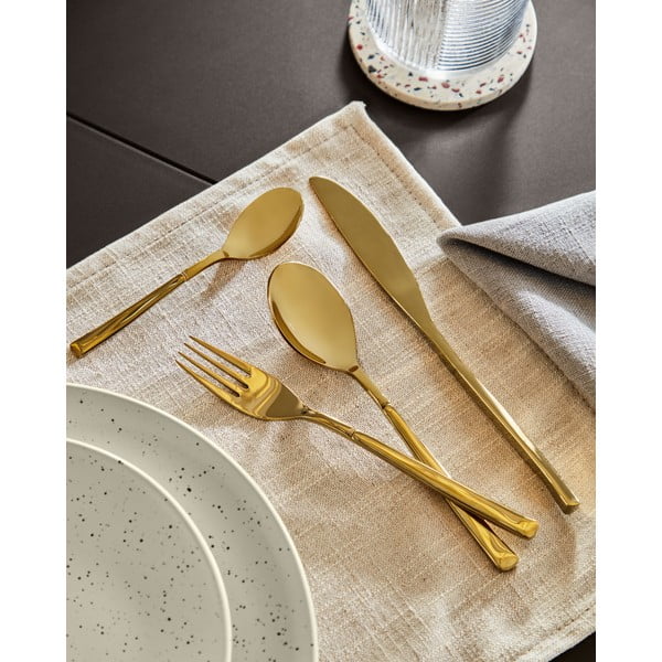Kuldne 16-osaline roostevabast terasest söögiriistade komplekt Lite - Kave Home-image-4