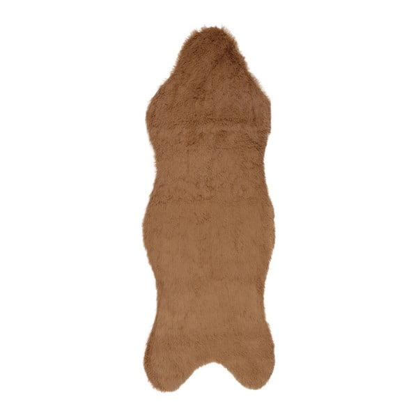 Hnědý běhoun z umělé kožešiny Pelus Brown, 75 x 200 cm