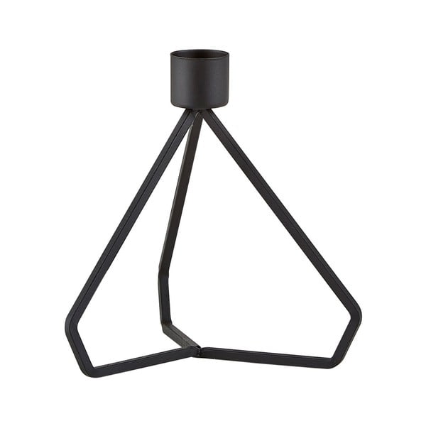 Černý kovový svícen KJ Collection Triangle, výška 13 cm