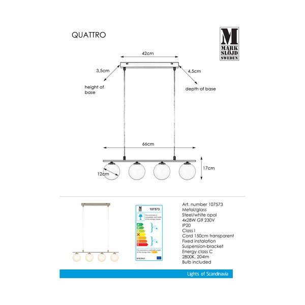 Metallist rippvalgusti Quattro - Markslöjd-image-3