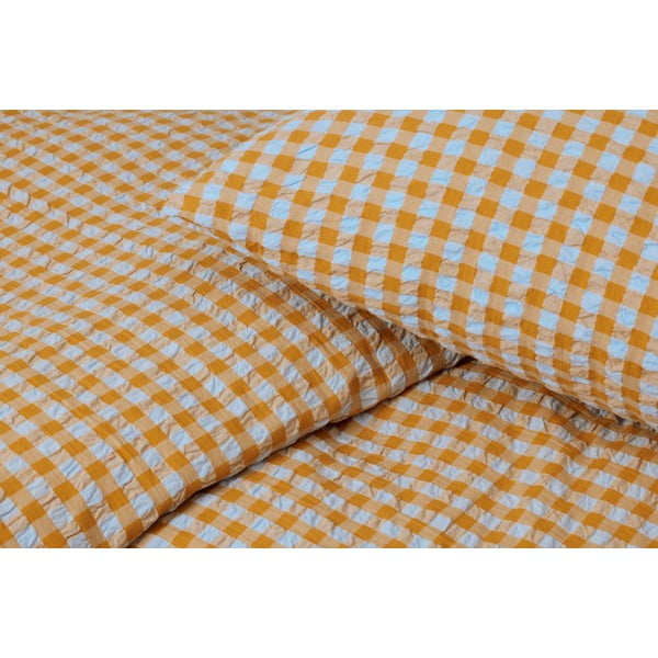 Kollane ja helesinine krepp voodipesu üheinimesevoodile 140x200 cm Bæk&Bølge - JUNA-image-1