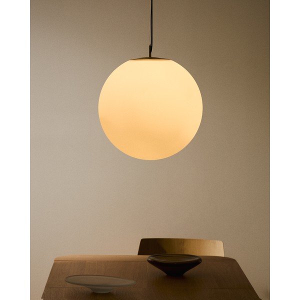 Valge/kuldne ripplamp klaasist varjuga ø 10 cm Brisia - Kave Home-image-1