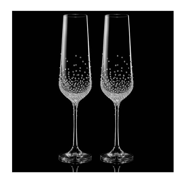 Sada 2 šampaňských fléten Gaia se Swarovski Elements v luxusním balení