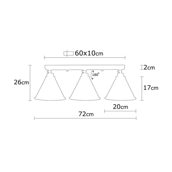 Must laevalgusti 3 pirnile Lühike Berceste - Opviq lights-image-3