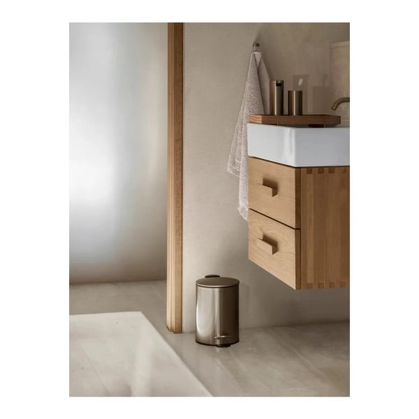 Tumepruun terasest pedaaliga prügikast 3 l Tubo - Blomus-image-1