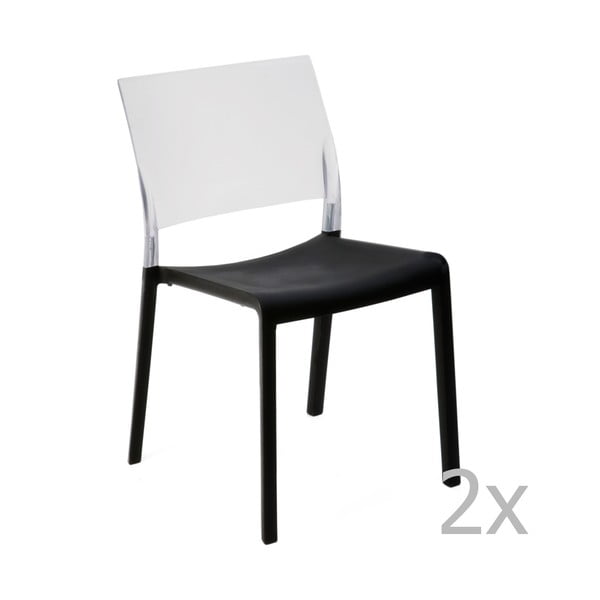 Sada 2 černo-bílých zahradních jídelních židlí Resol Fiona