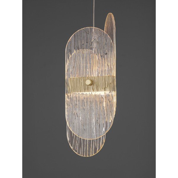 Metallist hämardatav LED-ripatslamp messingivärvis klaasist varjuga, läbimõõduga 32 cm Lucien - Nova Luce-image-2