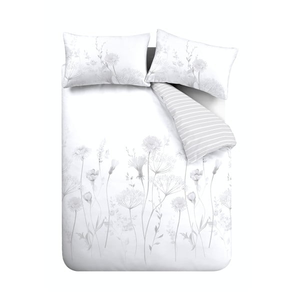 Valge ja hall voodipesu Meadowsweet Floral, 135 x 200 cm Meadowsweet Floral - Catherine Lansfield