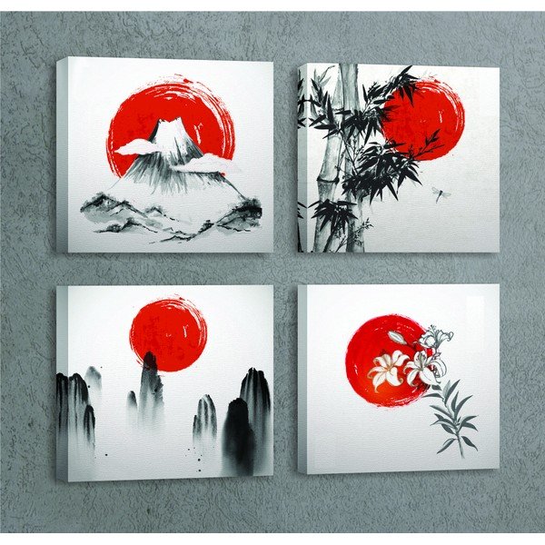 Maalid 4 tk komplektis 30x30 cm Zen - Wallity-image-3