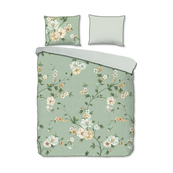 Roheline pikendatud satiin-puuvillast voodipesu kaheinimesevoodile 200x220 cm Sizena - Descanso