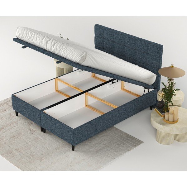 Tumesinine polsterdatud kaheinimesevoodi koos panipaigaga 180x200 cm Senses - Maison de Rêve-image-2