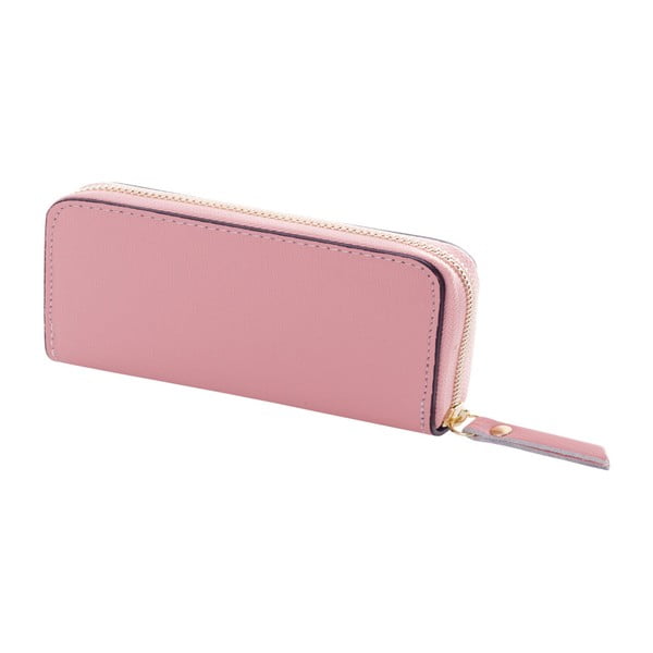 Světle růžová peněženka z pravé kůže Andrea Cardone Saffiano