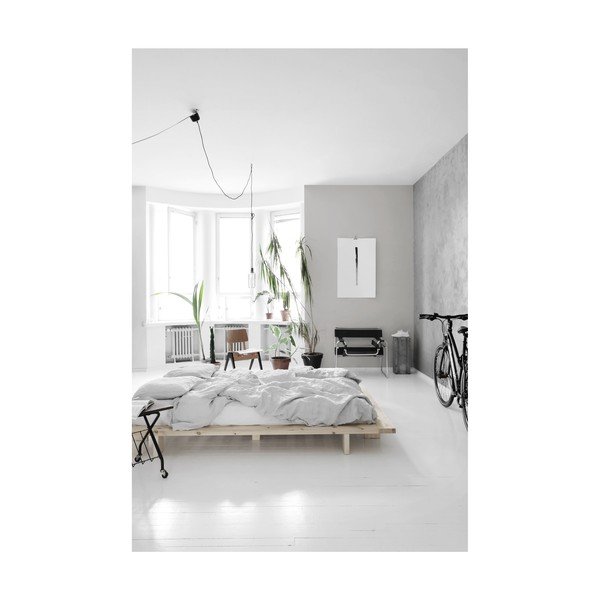 Dvoulůžková postel z borovicového dřeva s matrací Karup Design Japan Double Latex White/Natural, 160 x 200 cm-image-4