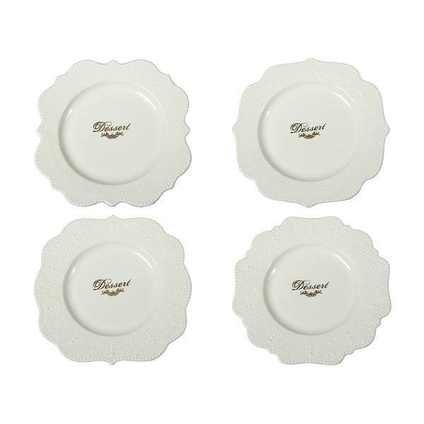 Sada 4 porcelánových talířů Santiago Pons Lace, ⌀ 20 cm