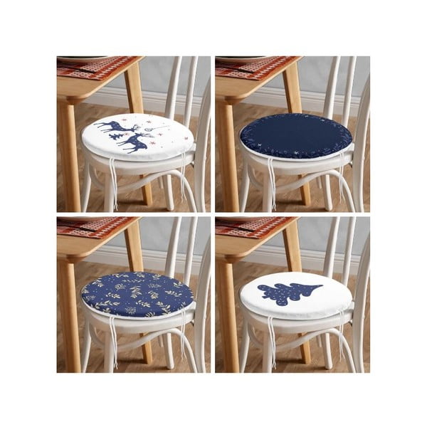 Jõulumotiiviga istmepadjad 4tk komplektis, ø 40 cm Blue Christmas - Mila Home-image-4