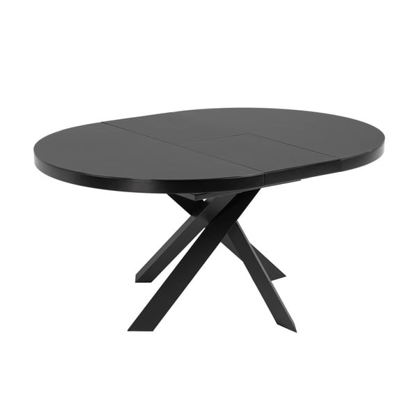 Must ümmargune klaasist kokkupandav söögilaud ø 160 cm Vashti - Kave Home-image-2