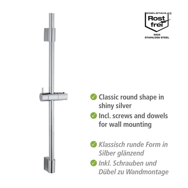 Roostevabast terasest seinale paigaldatav duširiba, läikiv hõbedane 70 cm Classic - Wenko-image-2