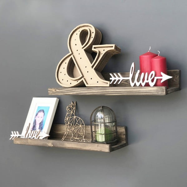 2 puidust seinariiuli komplekt Lihtne - Evila Originals-image-1