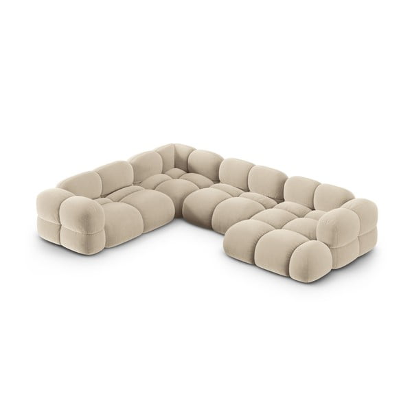  Beež sametist nurgadiivan (vasak nurk/U-kujuline) Loretto – Cosmopolitan Design