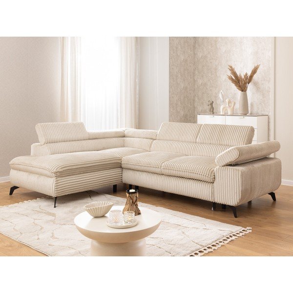 Beež velvetist nurgadiivan (vasak nurk/L-kujuline) Marbeya - Ropez-image-1