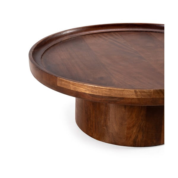 Tumepruun ümmargune mangopuidust diivanilaud 80x80 cm Giselle - Marckeric-image-2