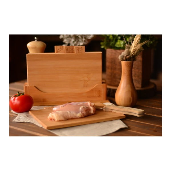 4 bambusest lõikelaudade komplekt koos statiiviga Tapenade Tapenade Mini - Bambum-image-2