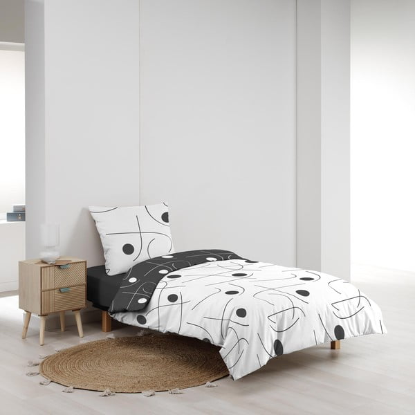 Valge-tumehall mikrokiust voodipesu ühekohalisele voodile 140x200 cm Sonate - douceur d'intérieur-image-3