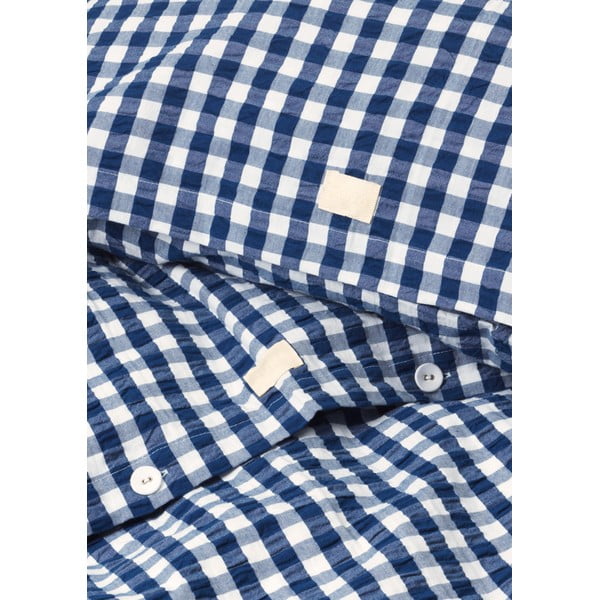 Valge ja tumesinine krepp voodipesu üheinimesevoodile 140x200 cm Bæk&Bølge - JUNA-image-3