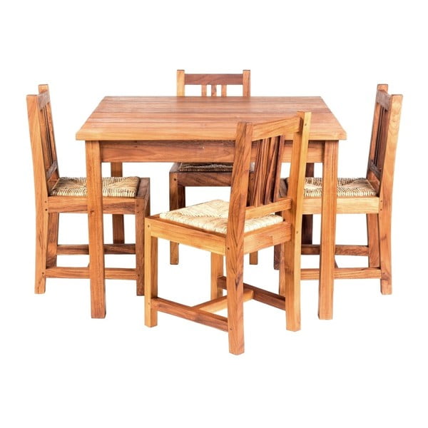 Dětský zahradní stůl se 4 židlemi z teakového dřeva Massive Home Baby