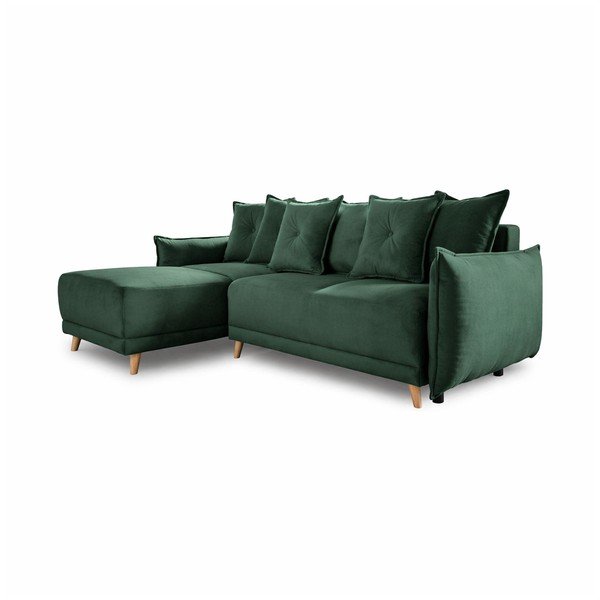 Roheline velvetist nurgadiivanvoodi (muutuv nurk) Lazy Lukka - Miuform