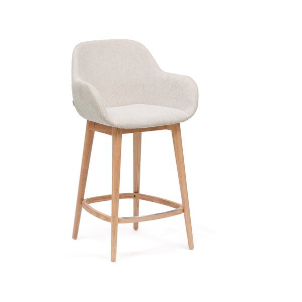 Beež polsterdatud baaritool käetugedega (istme kõrgus 66 cm) Konna - Kave Home