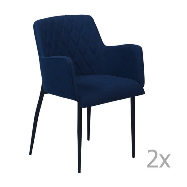 Sada 2 tmavě modrých  jídelních židlí s područkami DAN– FORM Rombo